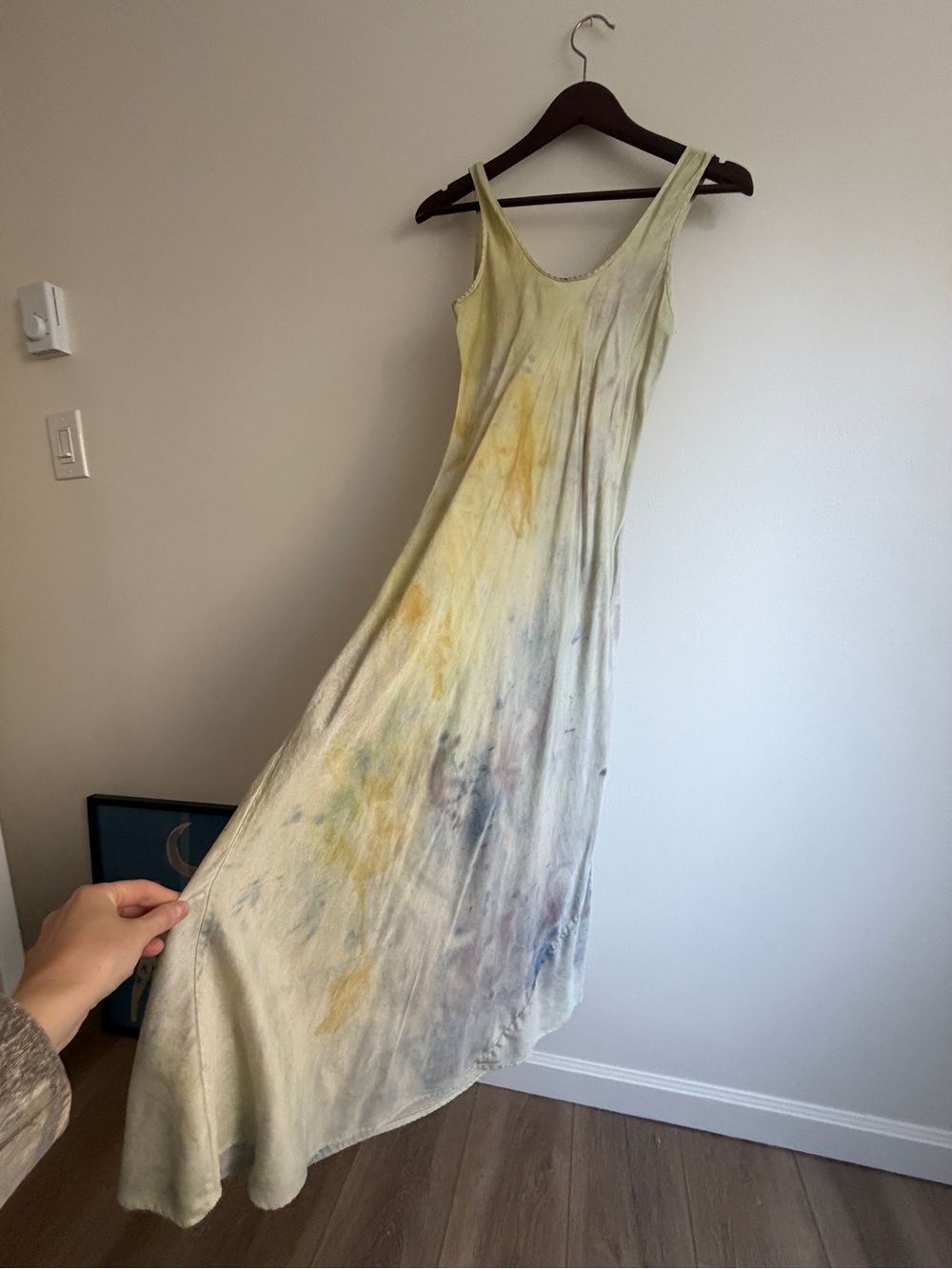 Vintage Hand Dyed Silk Dress with Subtle Multicolor Wash - Picture 13 of 16